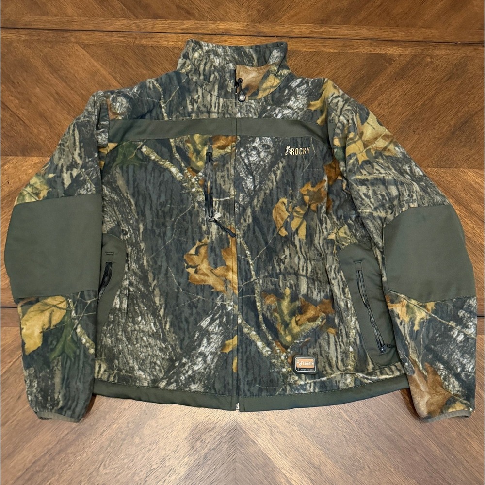 Rocky Mens XL Camo Hunting Jacket 3 Layer Fleece Scent IQ Full Zip Camouflage